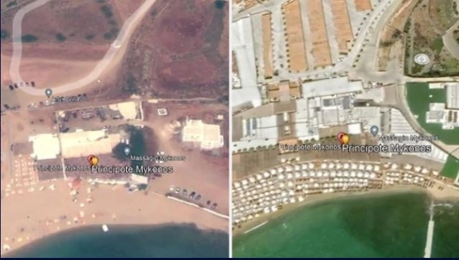 Αριστερά ο Πάνορμος το 2009, δεξιά ο Πάνορμος το 2022