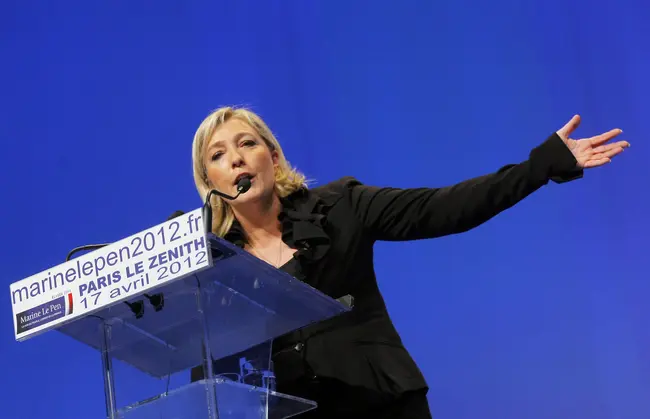 Η Marine Lepen σε συγκέντρωση του κόμματός της.