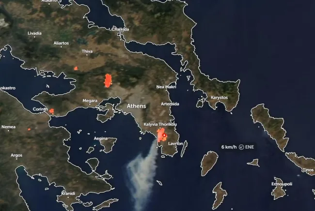 Φωτιά τώρα - Χάρτης με το μέτωπο σε Δερβενοχώρια