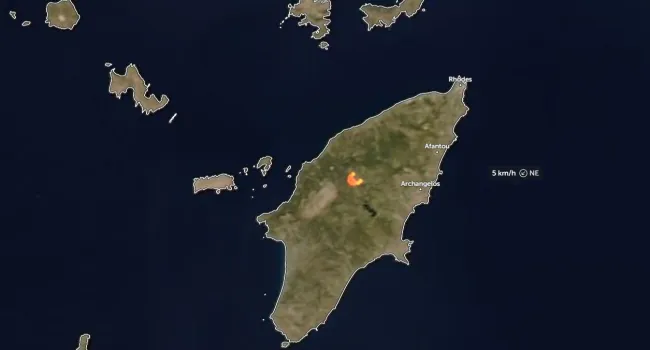 Φωτιά τώρα στη Ρόδο - Live χάρτης δείχνει την πυρκαγιά