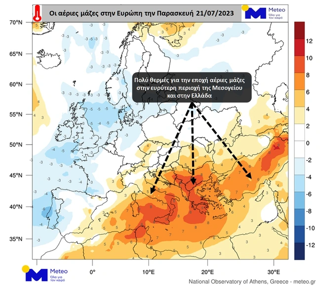 Χάρτης για τον καύσωνα από το Meteo