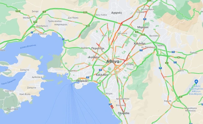 Χάρτης με την κίνηση στους δρόμους