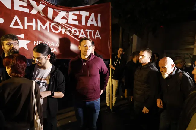 Ο Στέφανος Κασσελάκης στην πορεία για το Πολυτεχνείο