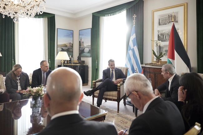 Συνάντηση Κυριάκου Μητσοτάκη με τον πρωθυπουργό της Παλαιστινιακής Αρχήςμ Mohammad Ibrahim Shtayyeh