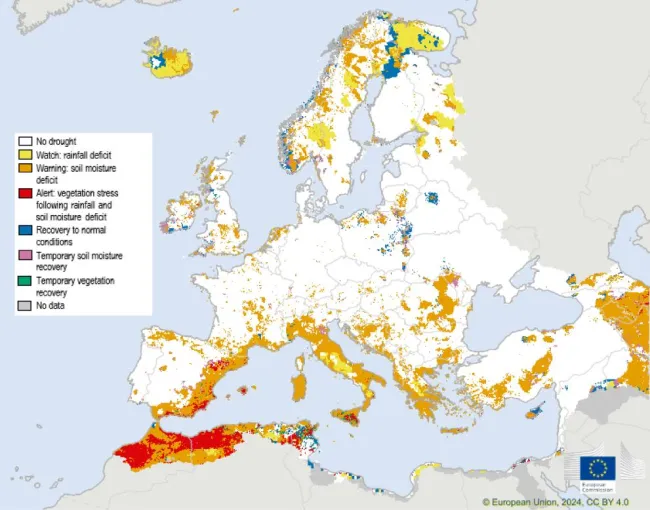 Ο χάρτης της ξηρασίας στην Ευρώπη