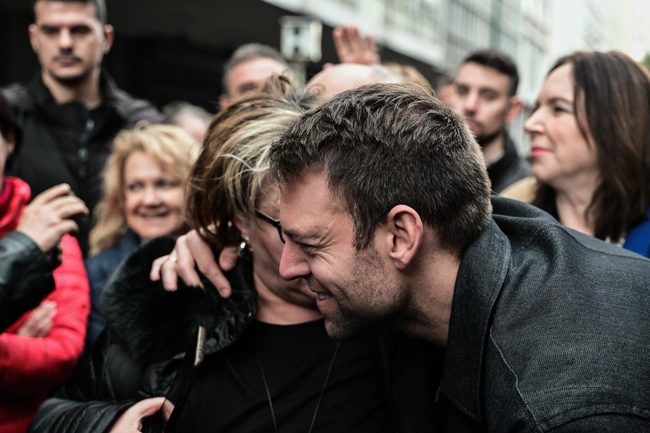 Ο Στέφανος Κασσελάκης σε συγκέντρωση για τον ένα χρόνο Τέμπη