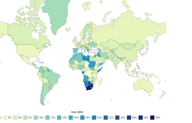 Ο χάρτης του ποσοστού ανεργίας ανά χώρα