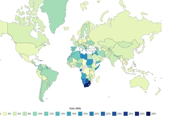 Ο χάρτης του ποσοστού ανεργίας ανά χώρα