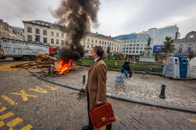 Ένταση στην κινητοποίηση των αγροτών στις Βρυξέλλες