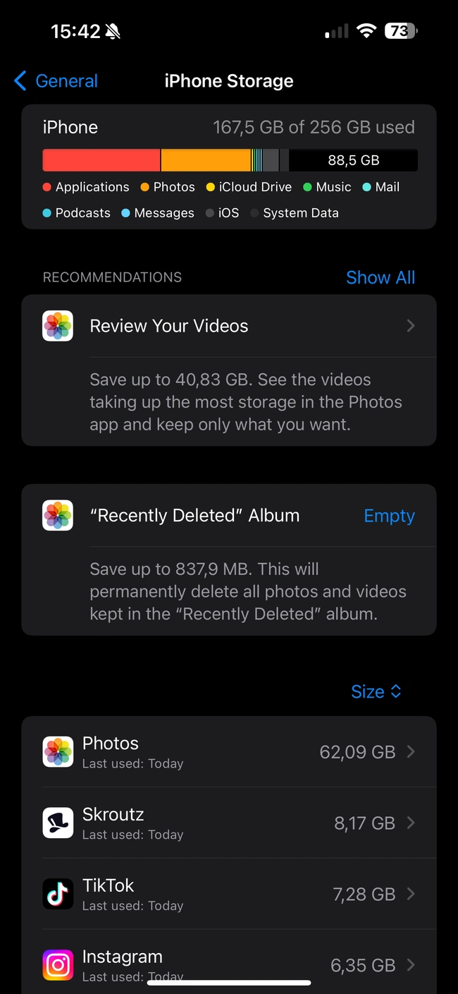 Αποθηκευτικός χώρος στο iPhone