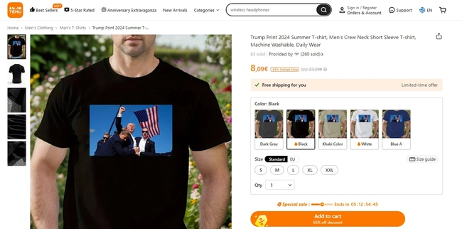 Η απόπειρα δολοφονίας του Τραμπ έγινε μπλουζάκι σε Temu και κινεζικά e-shops