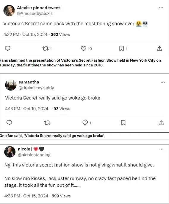 Σχόλια για το σόου της Victoria's Secret