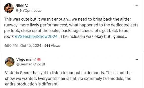Σχόλια για το σόου της Victoria's Secret