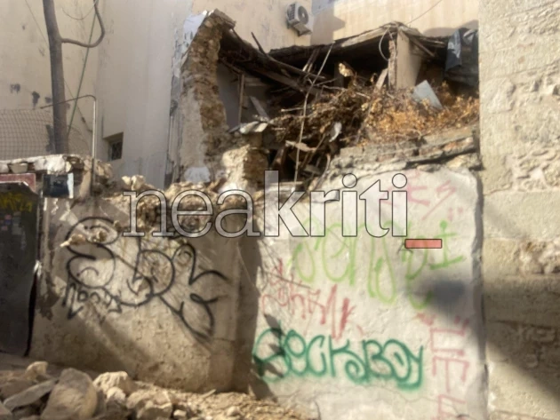 Κατέρρευσε τοίχος στο Ηράκλειο