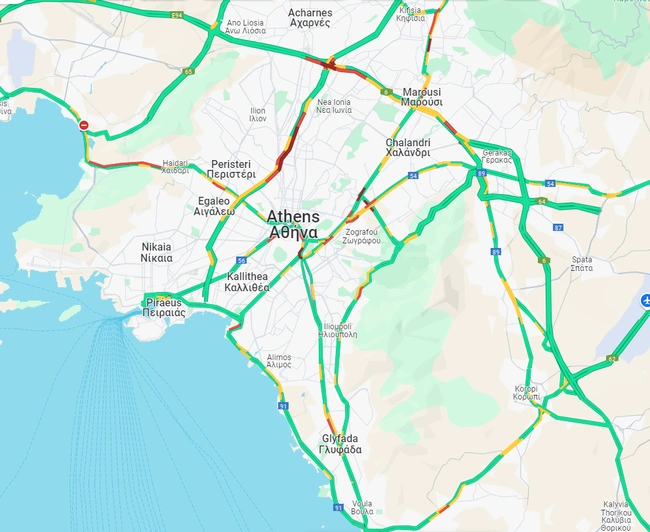 κίνηση στους δρόμους