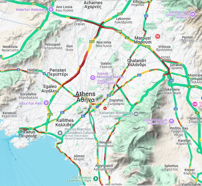 κίνηση στους δρόμους