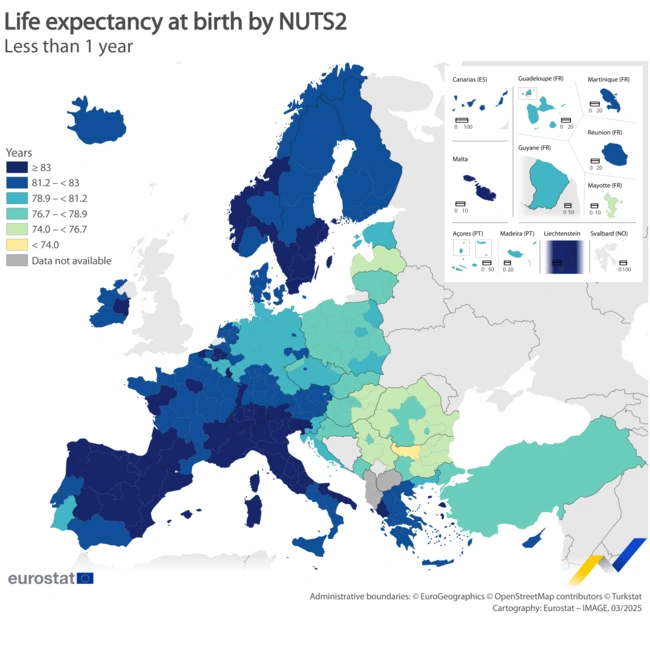 Προσδόκιμο ζωής στην Ευρώπη
