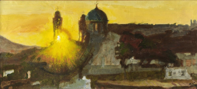 Τέτσης Παναγιώτης(Ύδρα 1925-Αθήνα 2016) Το ηλιοβασίλεμα Λάδι σε μουσαμά