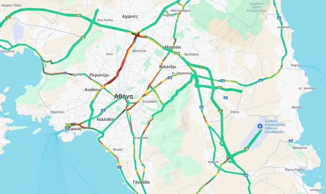 Χάρτης με την κίνηση στην Αθήνα
