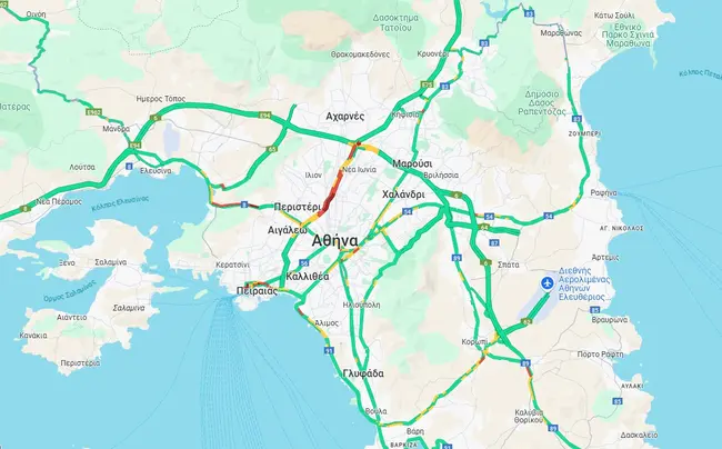 Χάρτης με την κίνηση στους δρόμους