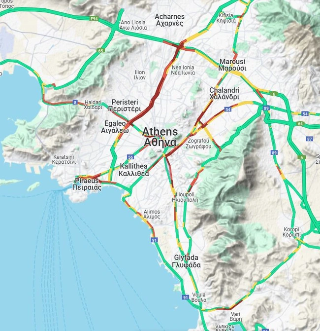 κίνηση στους δρόμους