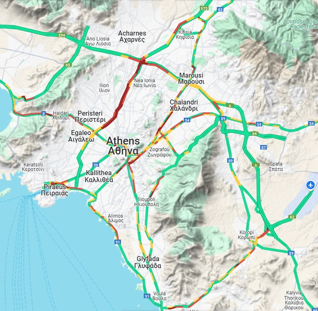 κίνηση στους δρόμους
