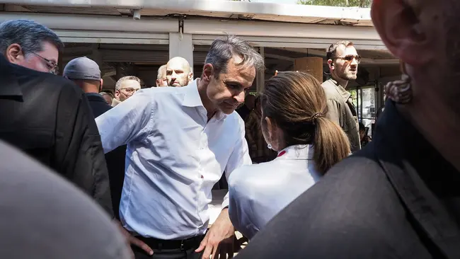 Ο Κυριάκος Μητσοτάκης στην Εύβοια