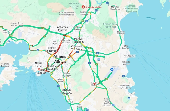 Χάρτης με την κίνηση στους δρόμους