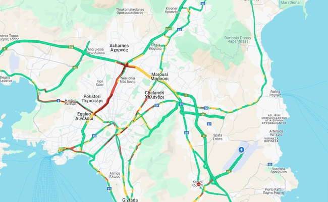 Χάρτης με την κίνηση στους δρόμους