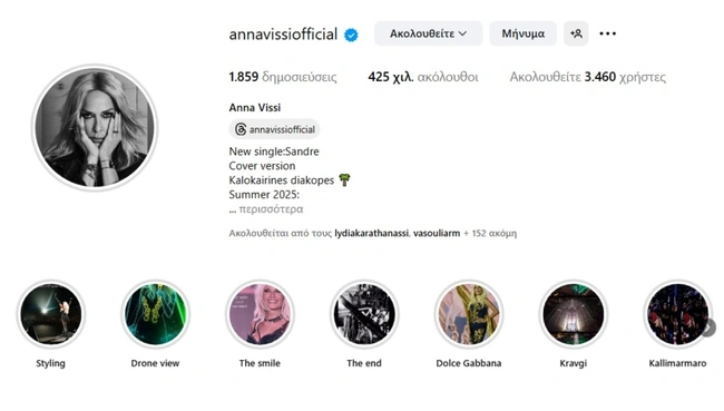 Άννα Βίσση instagram