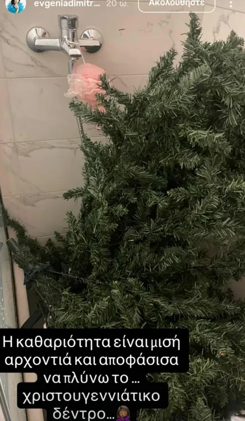 Η Ευγενία Δημητροπούλου έπλυνε το χριστουγεννιάτικο δέντρο