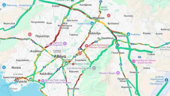 κίνηση στους δρόμους