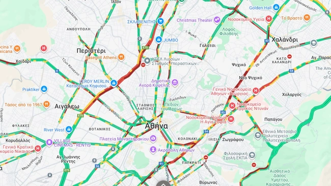 Κίνηση στους δρόμους σήμερα (23/01 - 09:25)