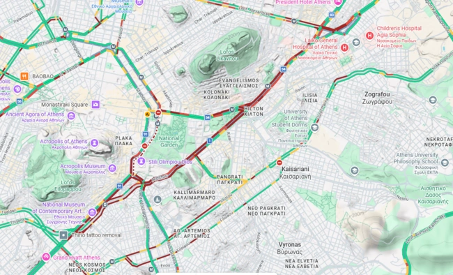 Η κυκλοφορία γύρω από το Σύνταγμα