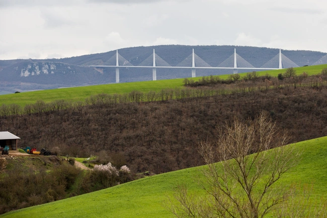 A view of the Viaduct in Millau, the tallest bridge in the world