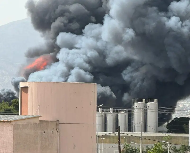 Μαυροί καπνοί από τη φωτιά σε εργοστάσιο στη Νέα Κηφισιά
