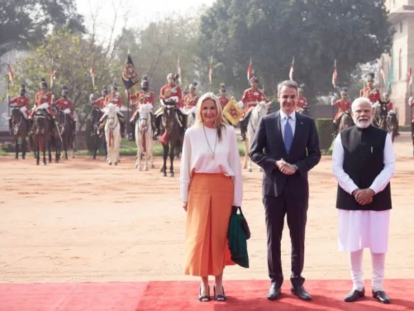 Μαρέβα και Κυριάκος Μητσοτάκης με τον πρωθυπουγό της Ινδίας, Ναρέντρα Μόντι