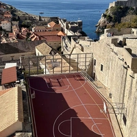 city wall rooftop court