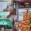Οδηγός ηλεκτρικού ρίκσο ρίχνει νερό στο πρόσωπό του για να δροσιστεί κάτω από την έντονη καλοκαιρινή ζέστη στην Ινδία