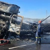 Σφοδρό τροχαίο με φορτηγά στην Εθνική Αθηνών - Λαμίας