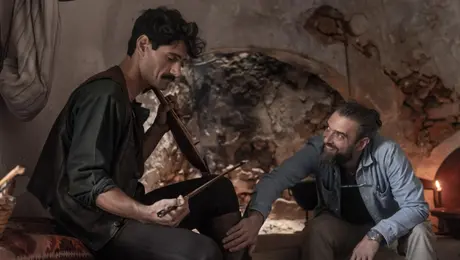 Πάνος Βλάχος - Σωτήρης Τσαφούλιας στα γυρίσματα της σειράς «17 Κλωστές»