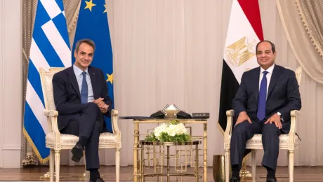 Ο Κυριάκος Μητσοτάκης με τον πρόεδρο της Αιγύπτου, Αμπντέλ Φατάχ αλ Σίσι