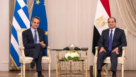 Ο Κυριάκος Μητσοτάκης με τον πρόεδρο της Αιγύπτου, Αμπντέλ Φατάχ αλ Σίσι