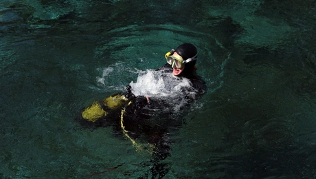 Δύτης καθαρίζει βυθό