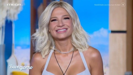 Η Φαίη Σκορδά στην πρεμιέρα της εκπομπής «Buongiorno» στο Mega