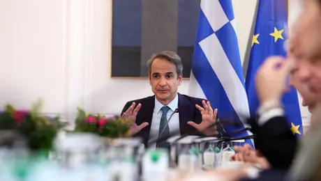 Ο Κυριάκος Μητσοτάκης στο Υπουργικό