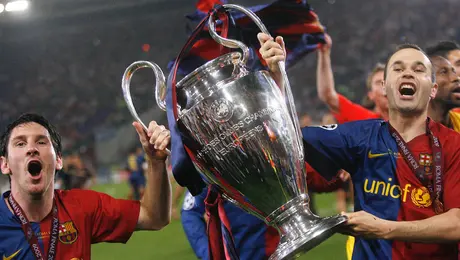Τελικός Champions League 2009: Μέσι και Ινιέστα με το τρόπαιο