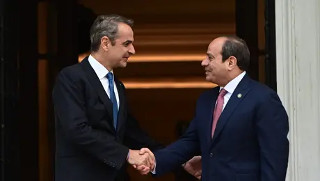 Υποδοχή του Αλ Σίσι από τον Κυριάκο Μητσοτάκη