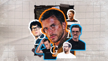 Άνδρες που φορούν μικροσκοπικά γυαλιά οράσεως