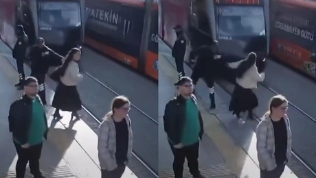 Η στιγμή που ο φύλακας σώζει τη γυναίκα